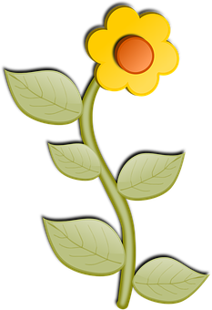 Stylized Yellow Flower Illustration PNG