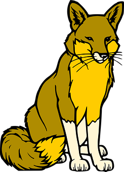 Stylized Yellow Fox Illustration PNG