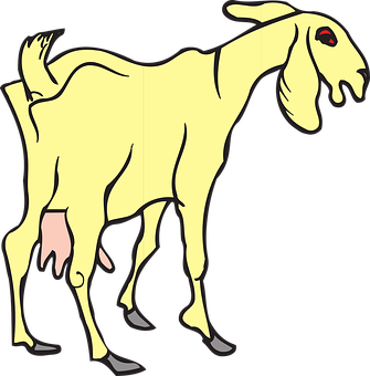 Stylized Yellow Goat Illustration PNG