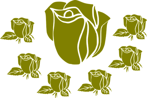 Stylized Yellow Roses Graphic PNG