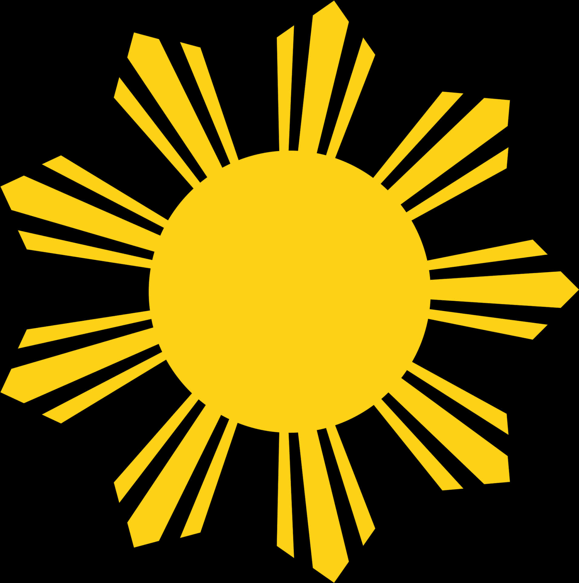 Stylized Yellow Sun Graphic PNG