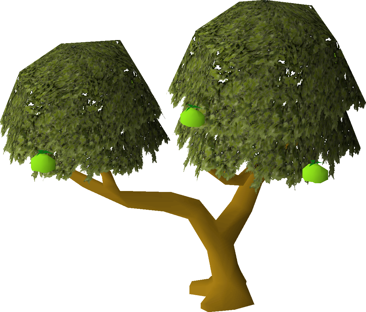 Stylized3 D Trees With Green Apples PNG
