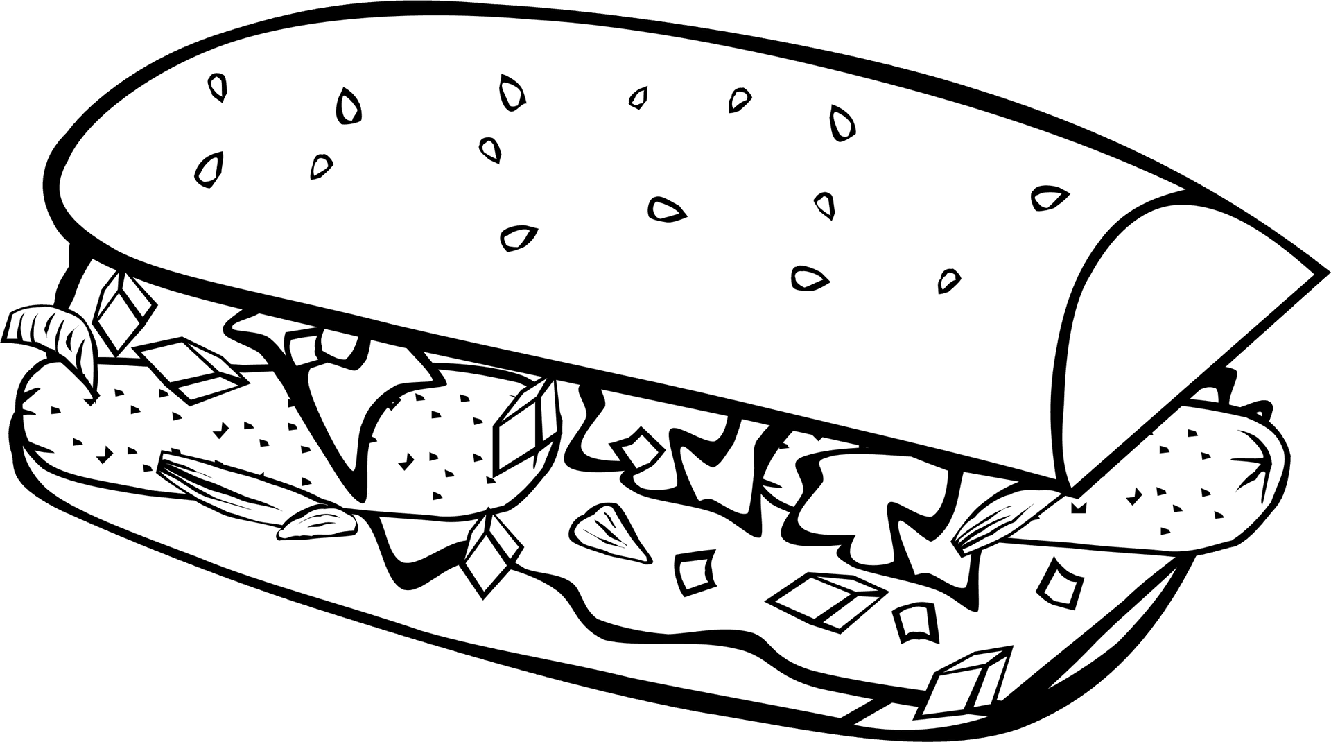 Sub Sandwich Line Art PNG