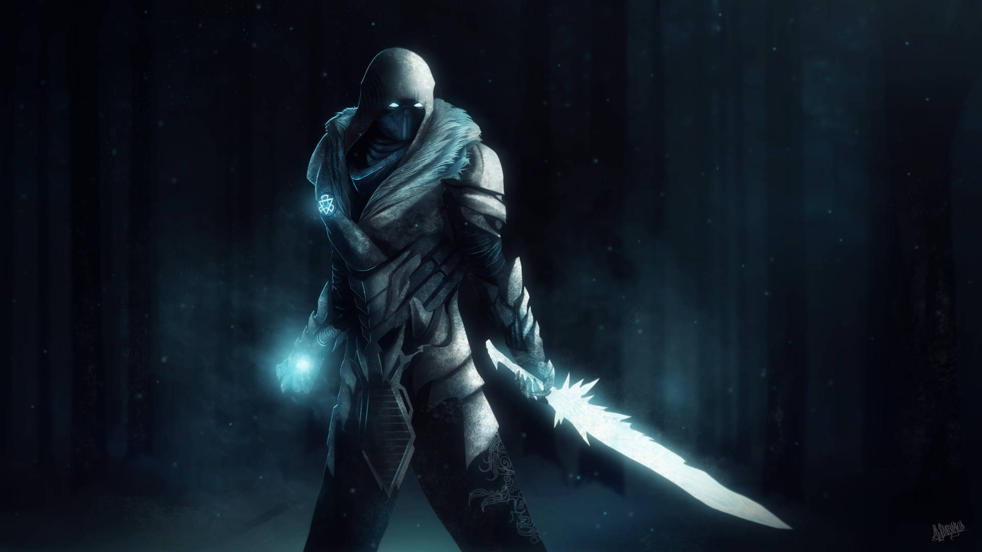 Sub-Zero With Sword In Forest Wallpaper