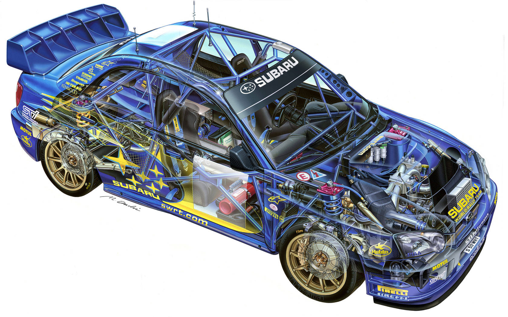 Subaru Impreza Cutaway Racing Vehicle Wallpaper