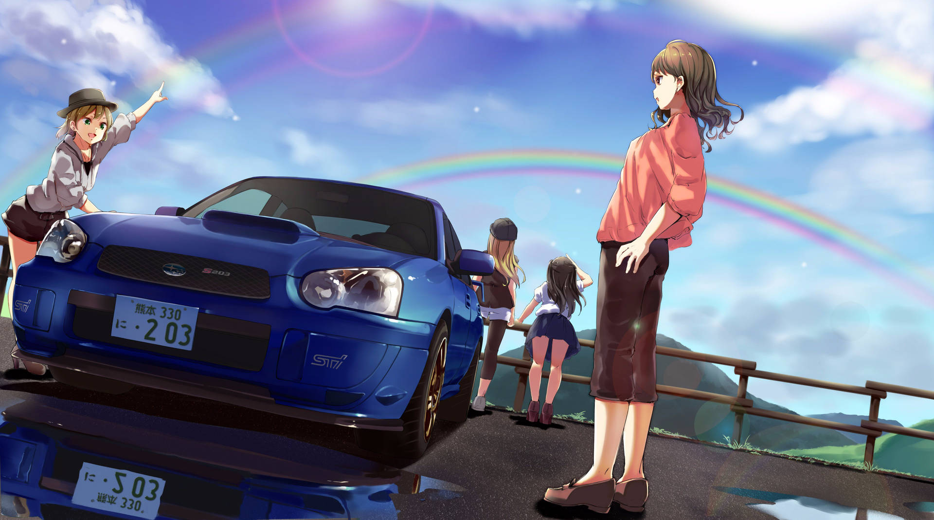 Anime Style Subaru WRX Drifting Action Wallpaper
