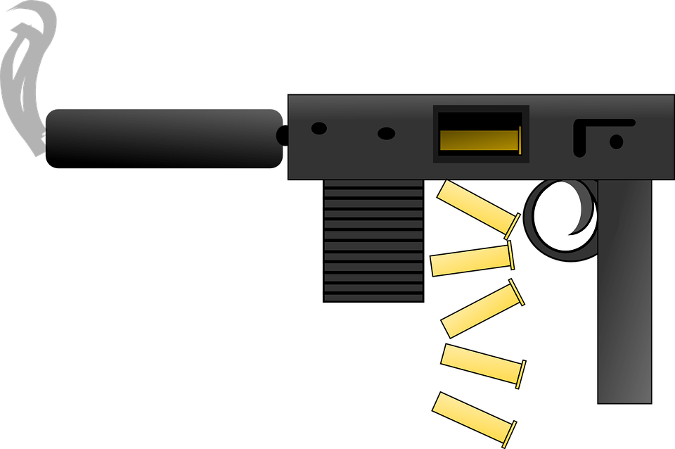 Submachine Gun Vector Illustration PNG