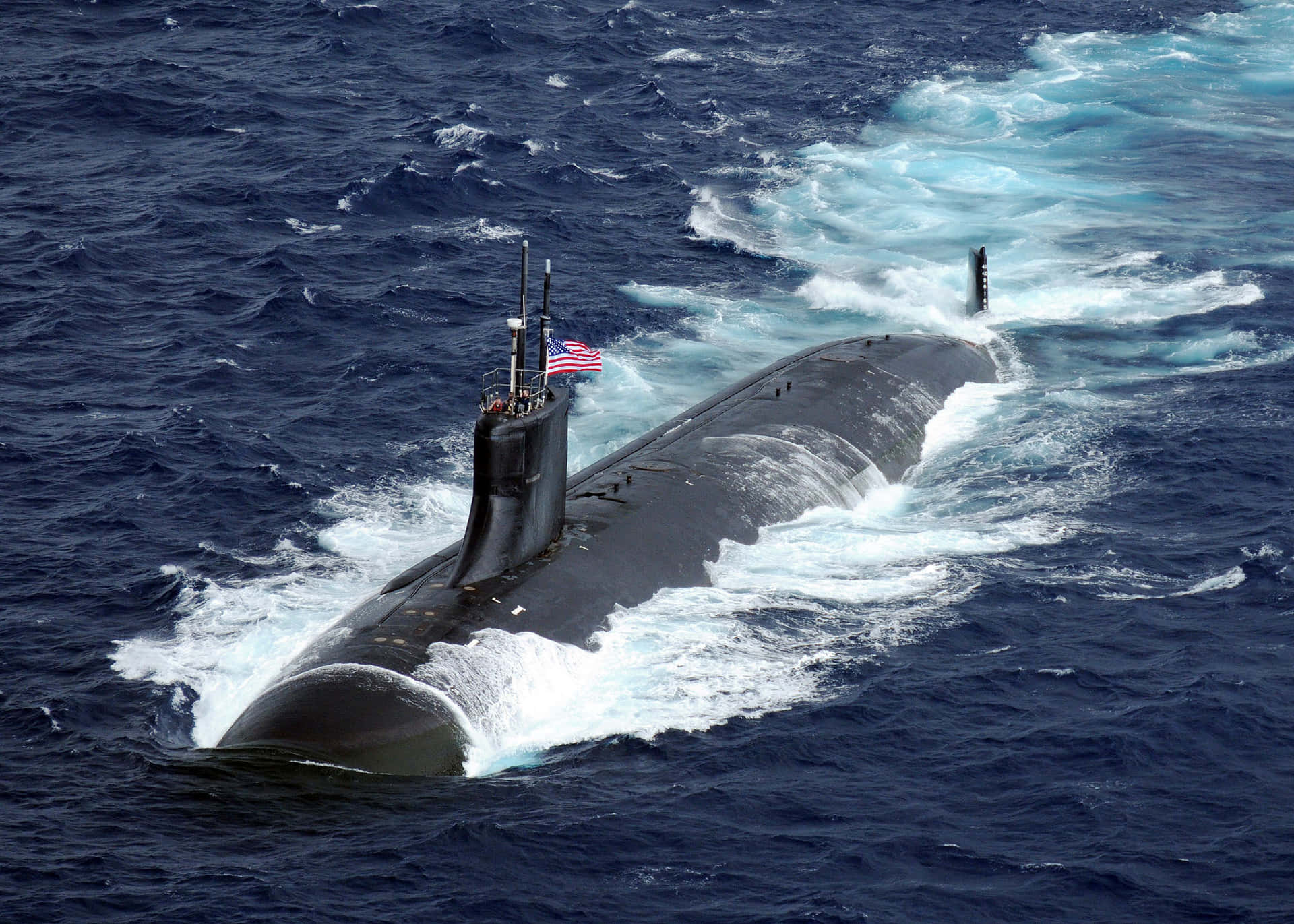 A Black Submarine In The Ocean