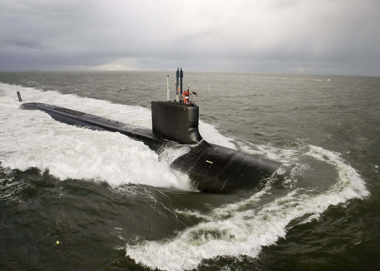 A Submarine Is Traveling In The Ocean