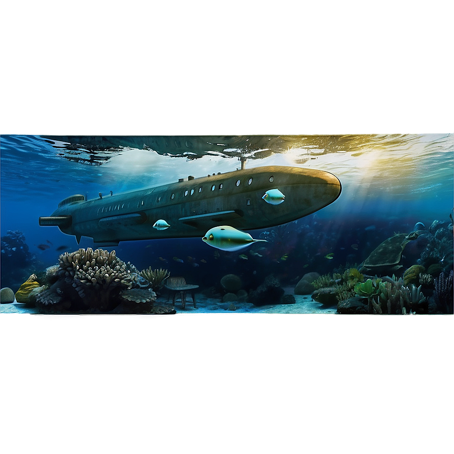Submarine Underwater Scene Png 05252024 PNG