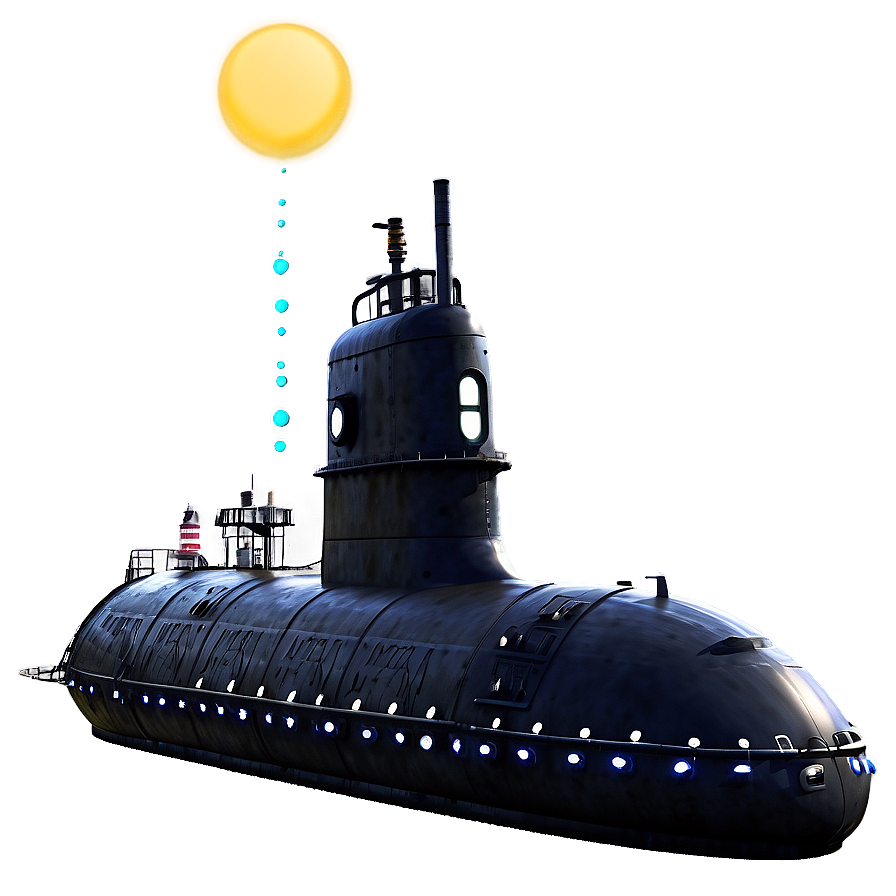 Submarine With Lights Png 05252024 PNG