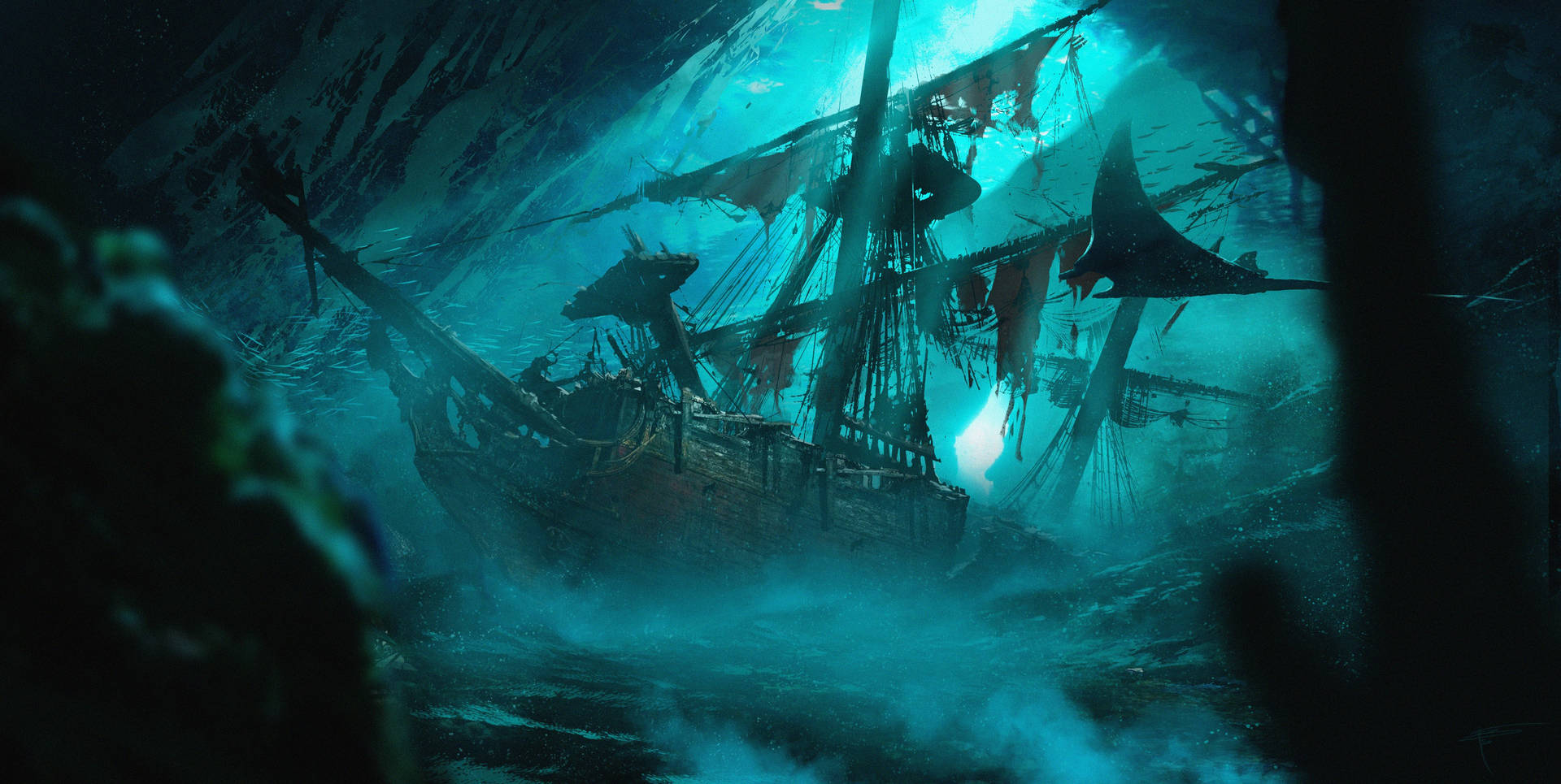 Submerged Ghost Ship Wallpaper