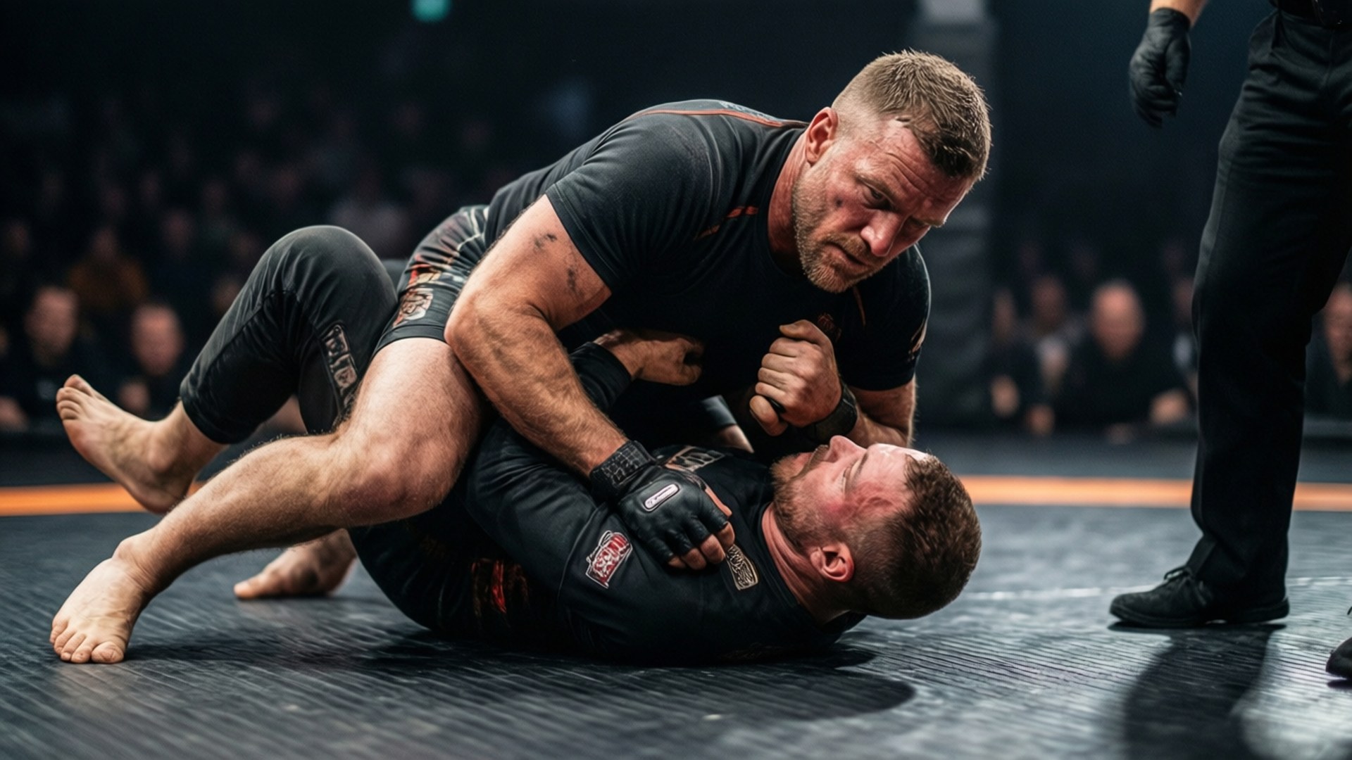 Joachim Hansen anvender en rear-naked choke submission.