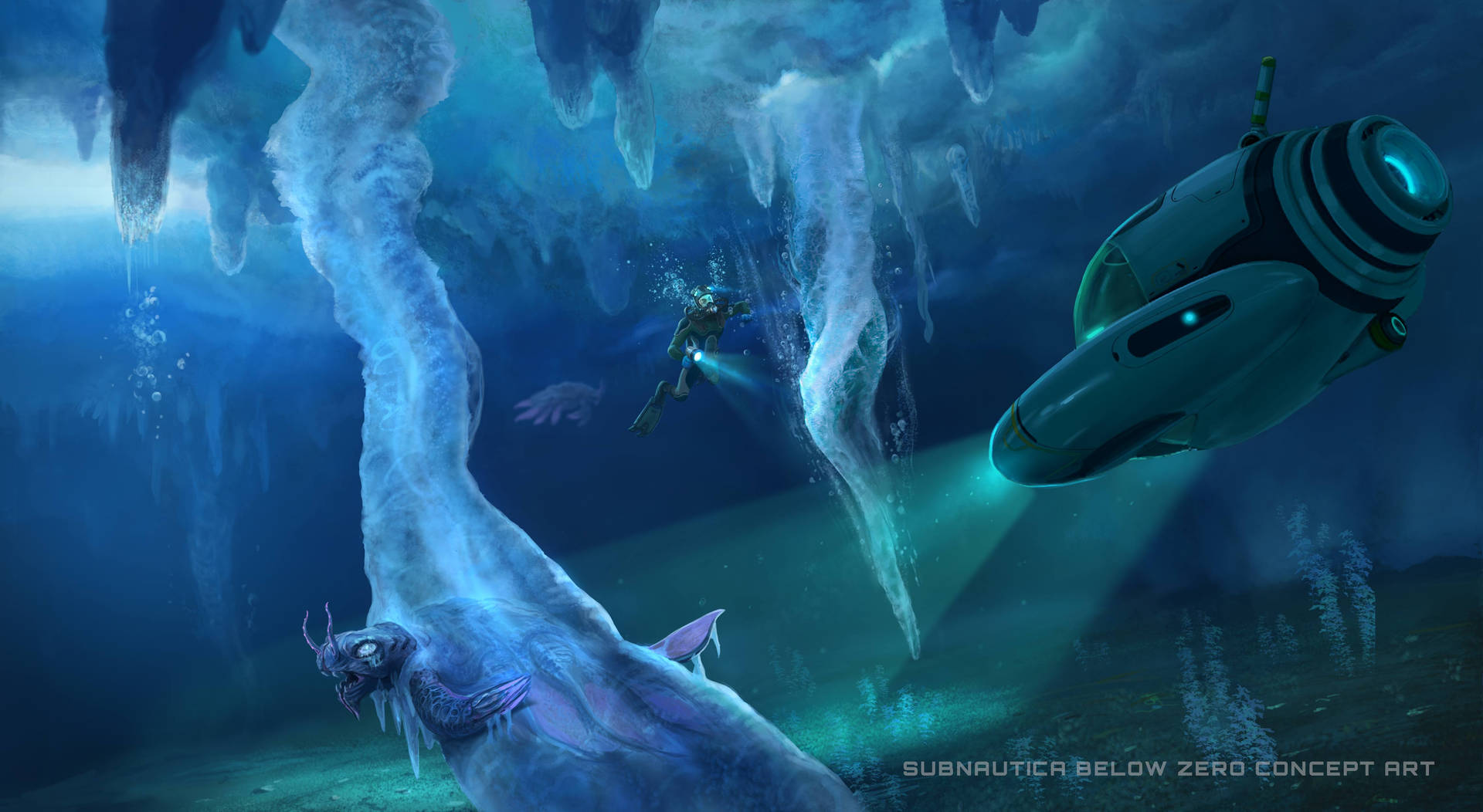 The icy beauty of Subnautica's arctic brinicles Wallpaper