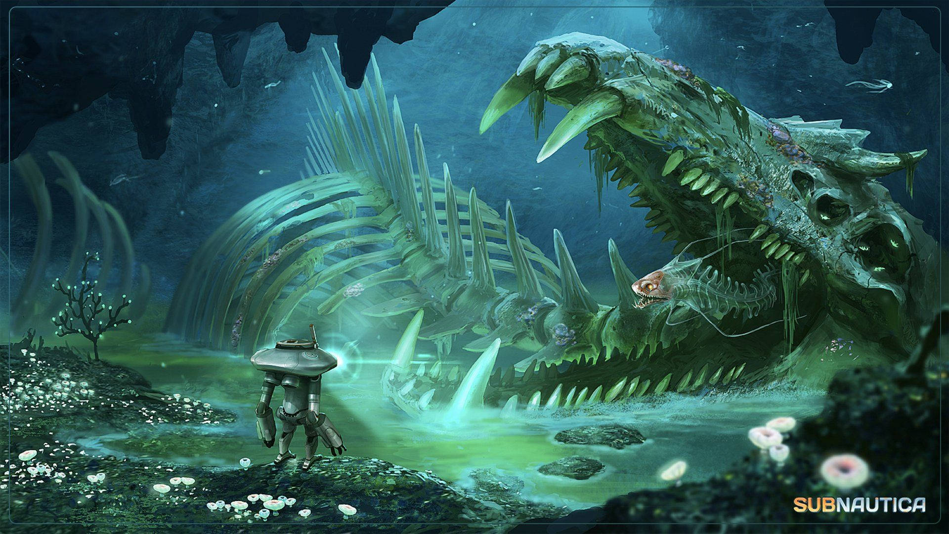 Discovering the Gargantuan Fossil on Planet 4546B in Subnautica Wallpaper