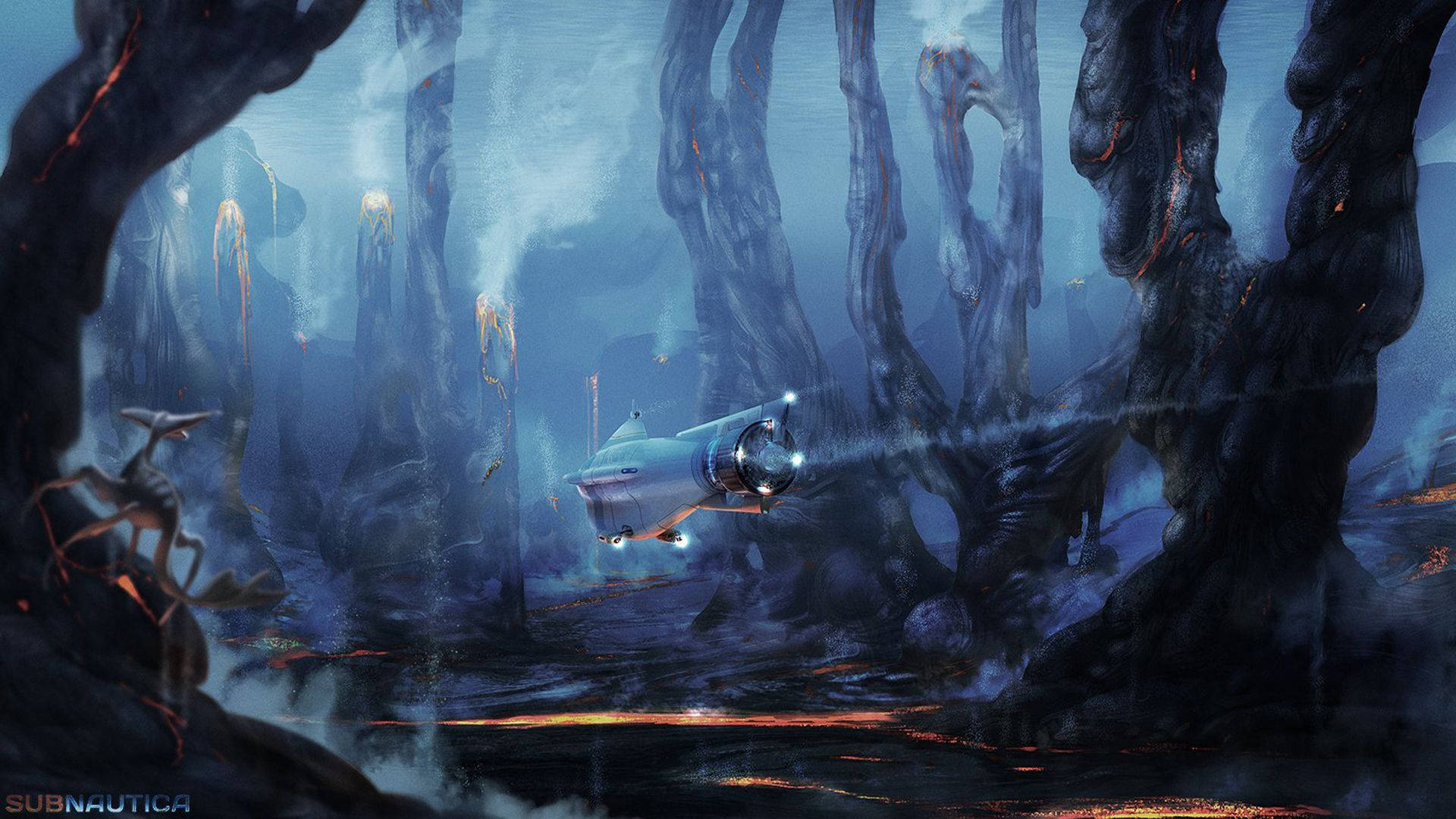 Explore the mysterious depths of Subnautica's Magma Forest Wallpaper