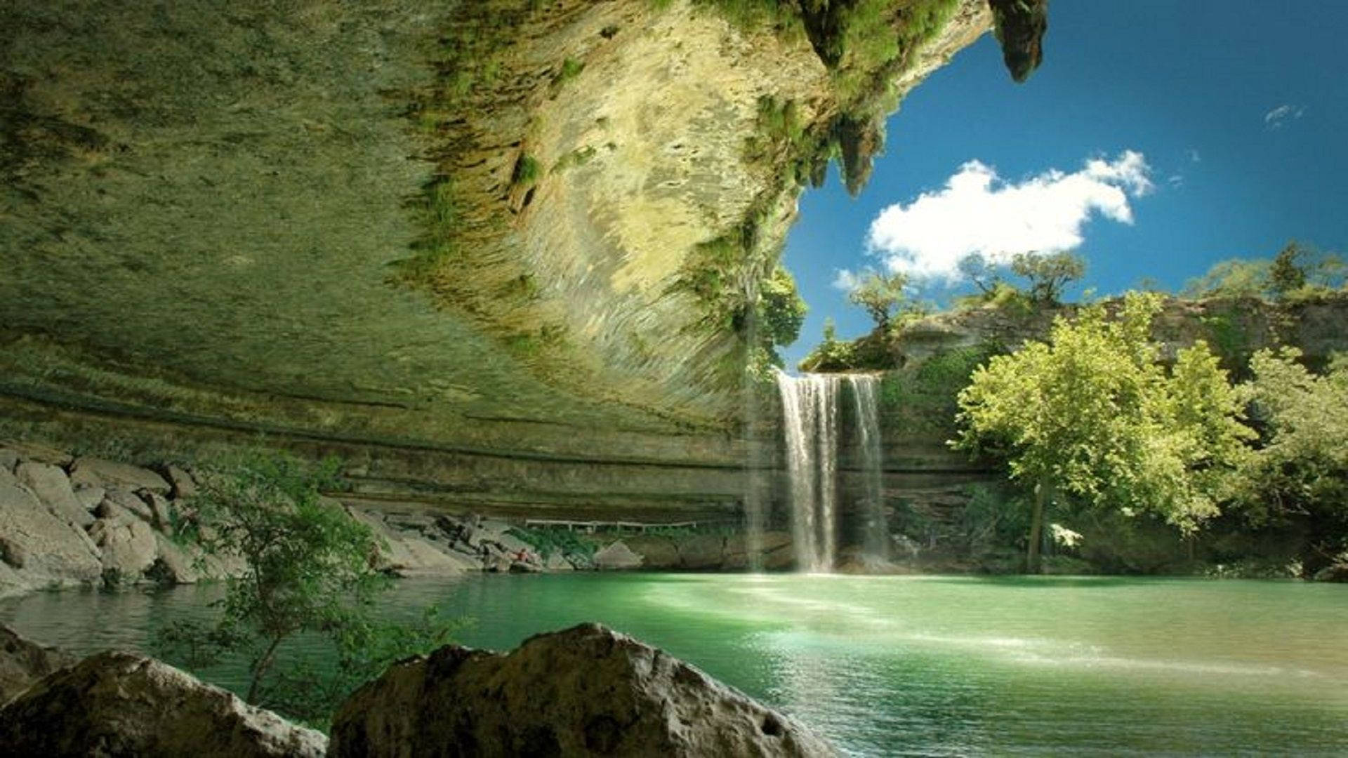 Download Subterranean Waterfall Hd Wallpaper 