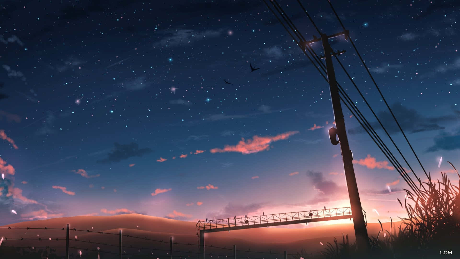 Subtil anime Skinnende stjernehimmel scene Wallpaper