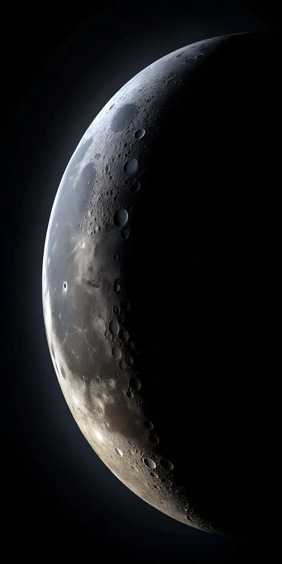 Subtle Glowing Crescent Moon Emerging From Deep Black Background Wallpaper