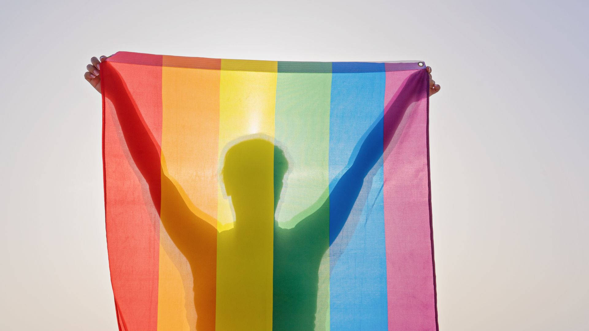 Subtil LGBT Silhouette som rejser et flag Wallpaper