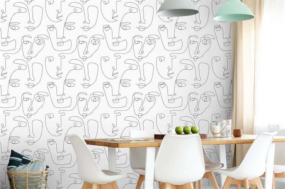 Subtle Patterns Of The Walls In The Dining Area Wallpaper