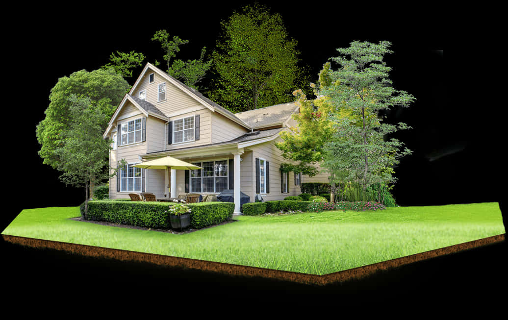 Suburban_ Home_ Floating_ Island PNG