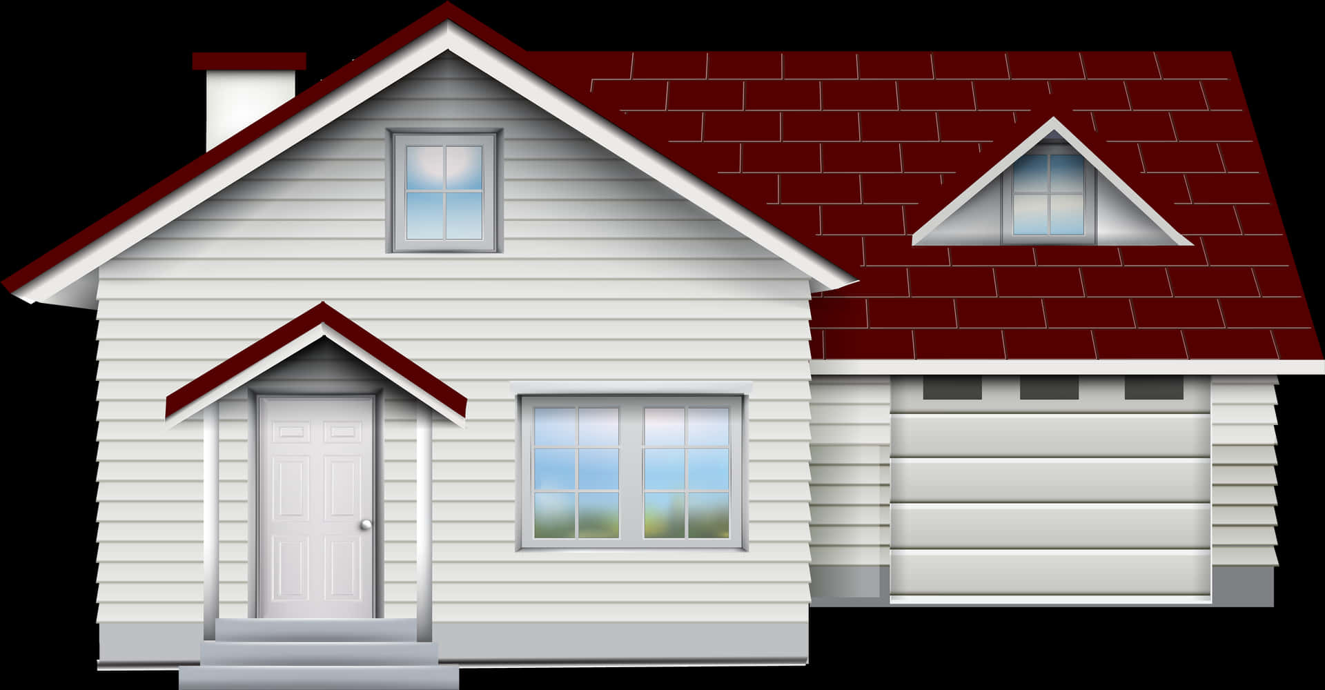 Suburban House Vector Illustration PNG