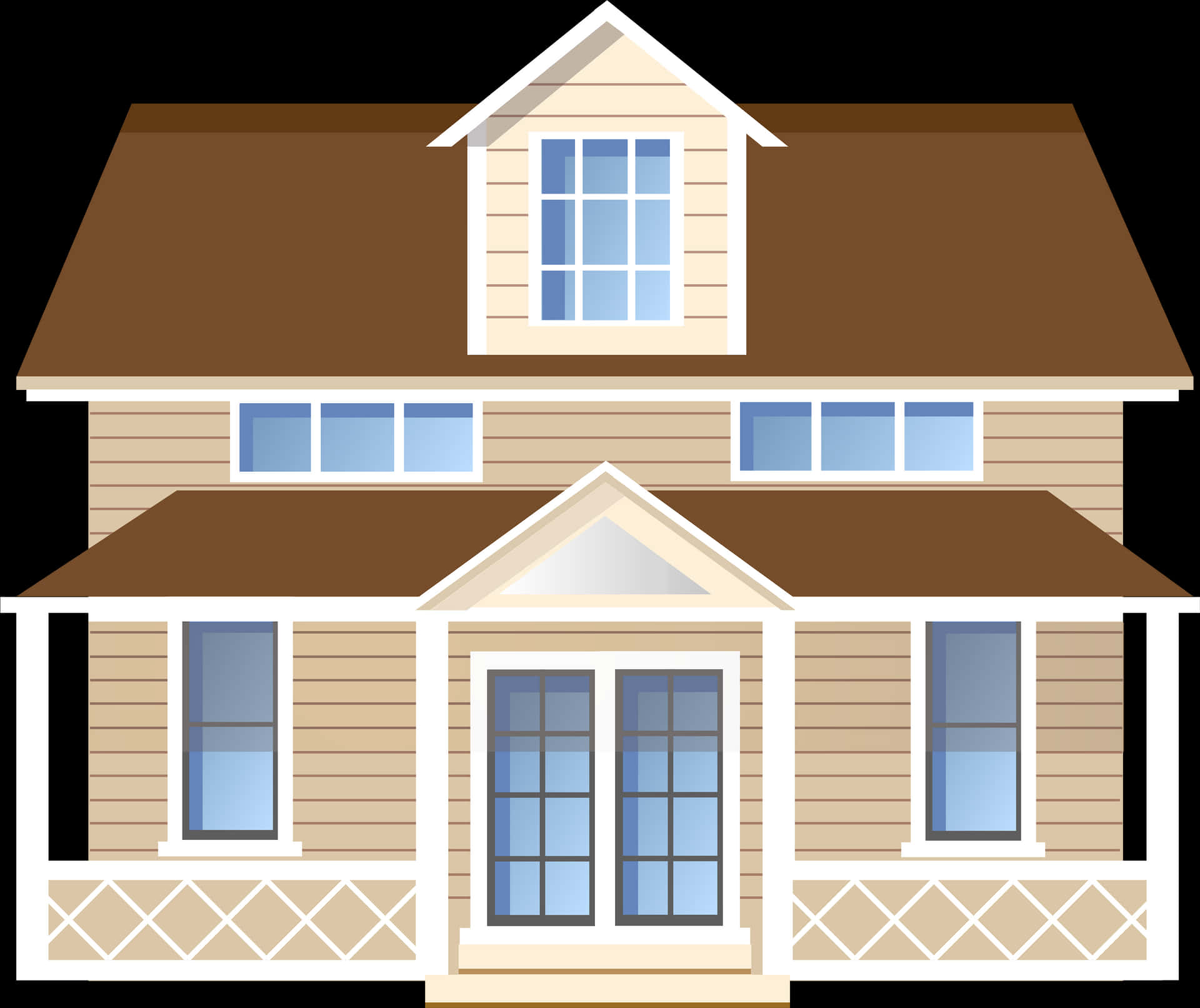 Suburban House Vector Illustration PNG