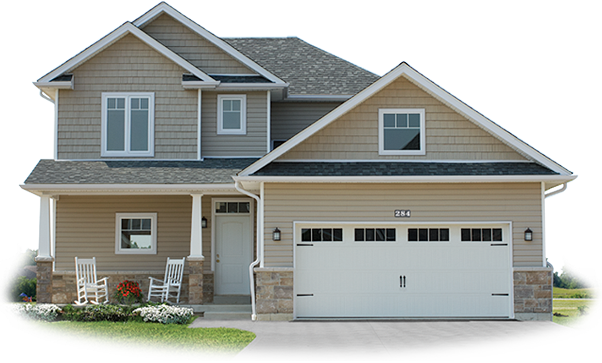 Suburban Two Story Housewith Garage PNG
