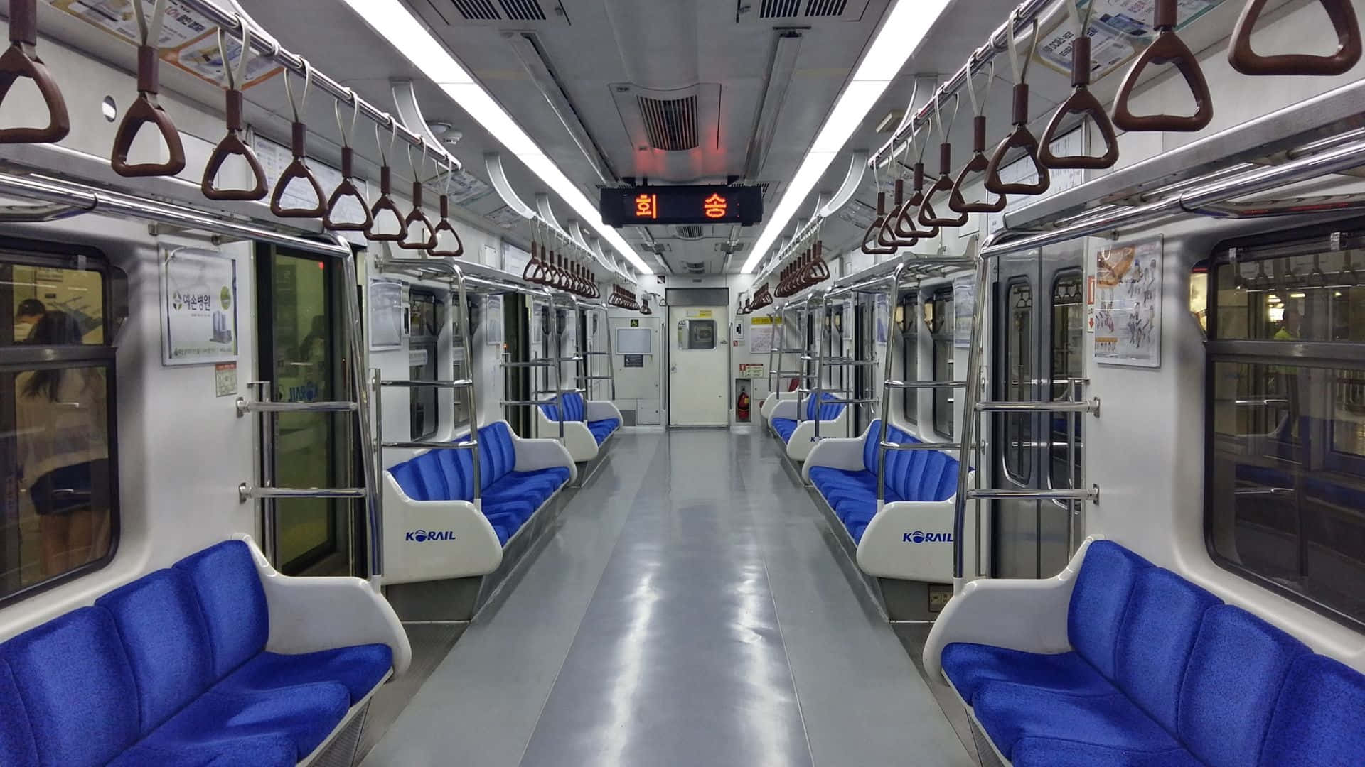 Modern subway train in motion