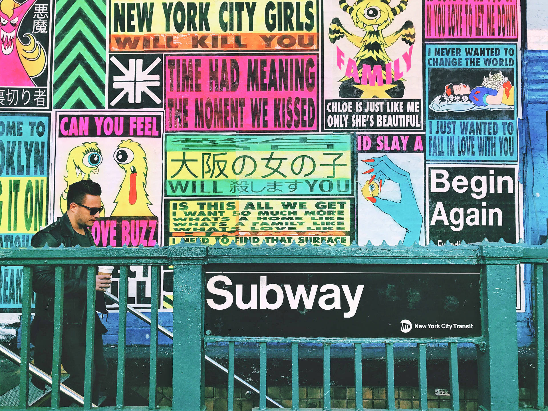 Cartazes De Arte De Rua Subway Papel de Parede