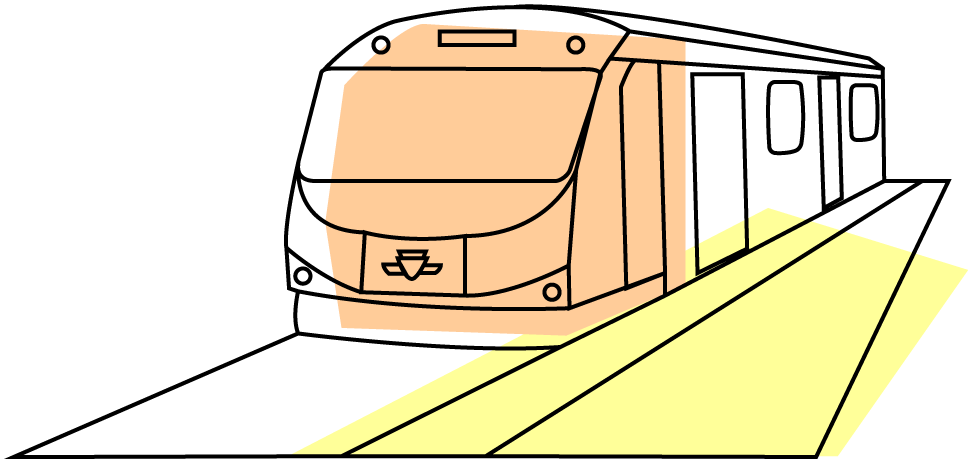 Subway Train At Station Illustration PNG