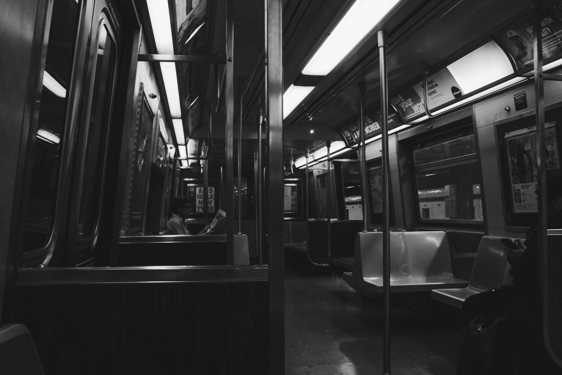 Subway Train Monochrome Wallpaper