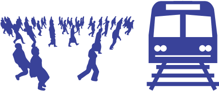 Subway Trainand Passengers Silhouette PNG