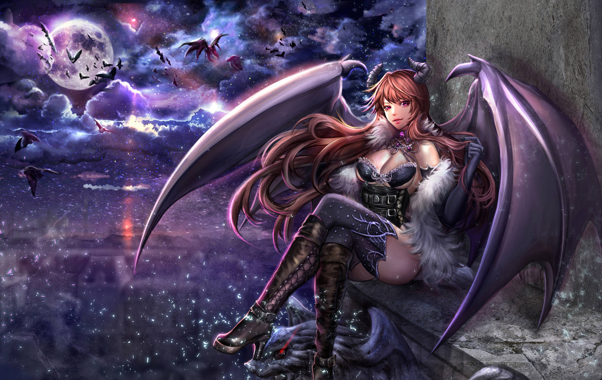 Succubus And The Night Sky Wallpaper