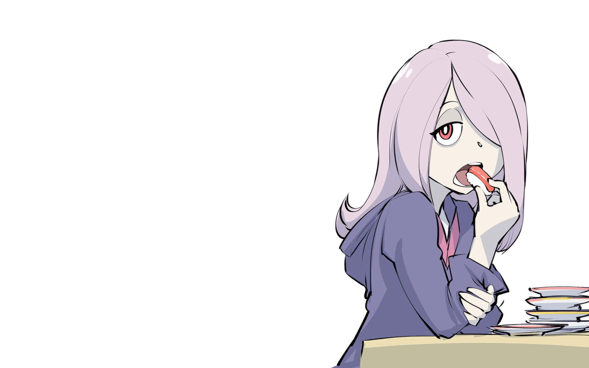Sucy Eating Sushi Little Witch Academia Wallpaper