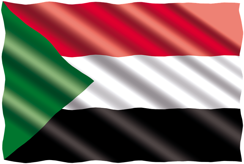 Sudanese National Flag Waving PNG