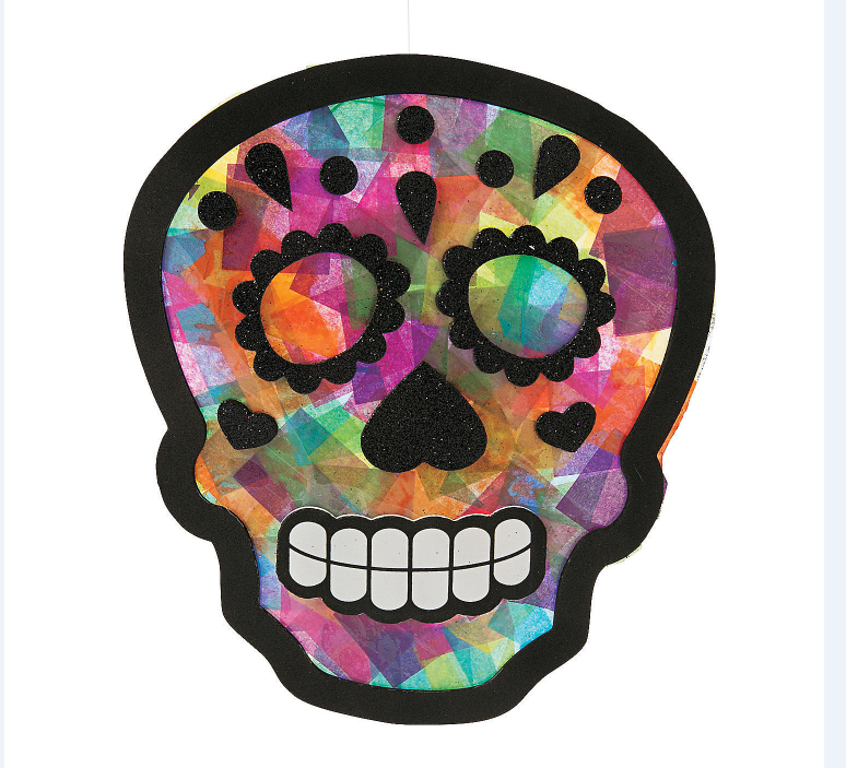 "Sugar Skull Background with Bright Colored Detail"