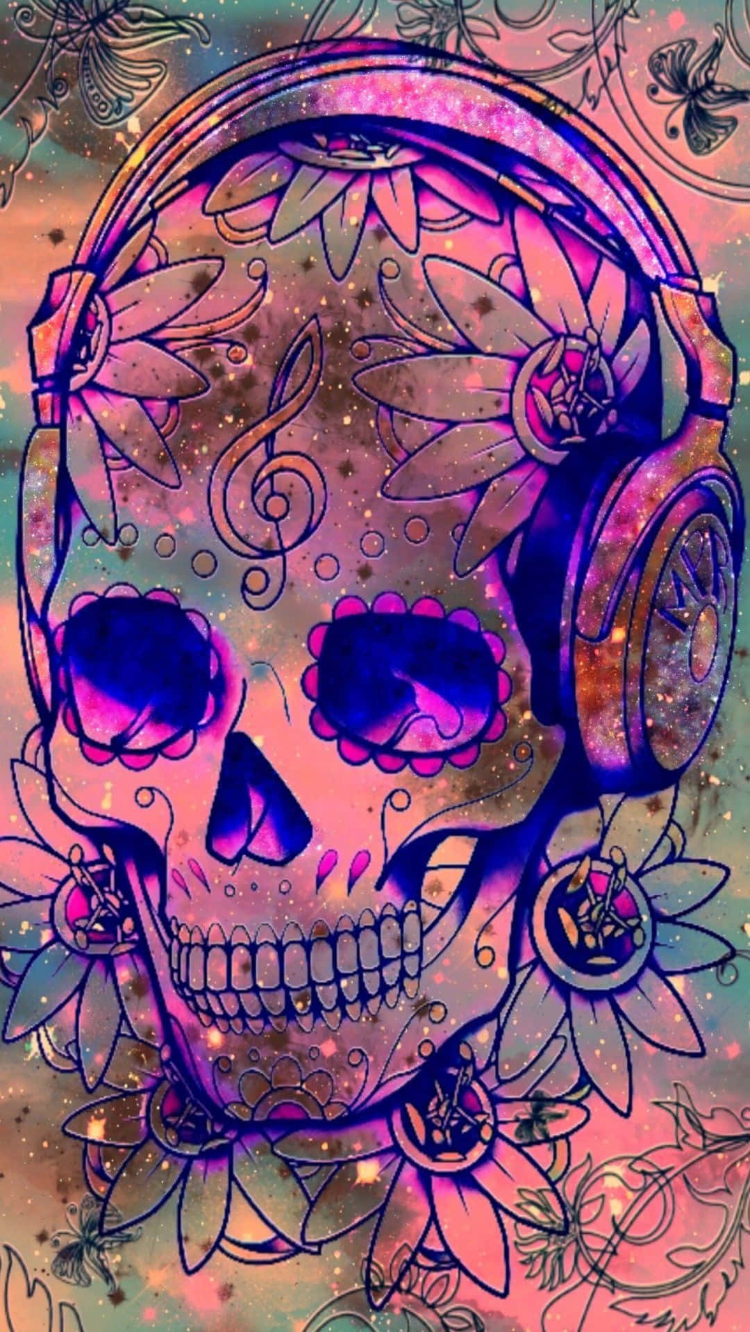 Download Colorful Sugar Skull Background | Wallpapers.com