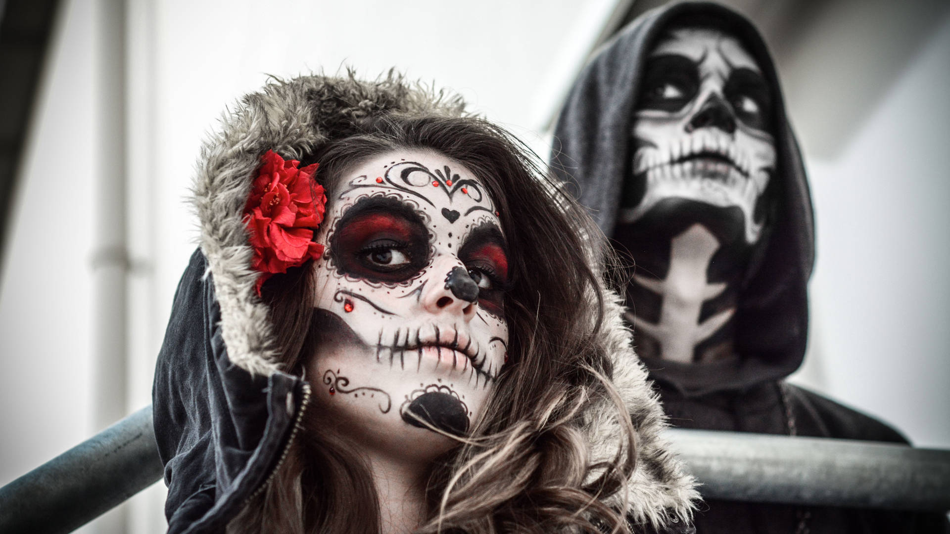 Sugar Skull Couple Face Paint Wallpaper