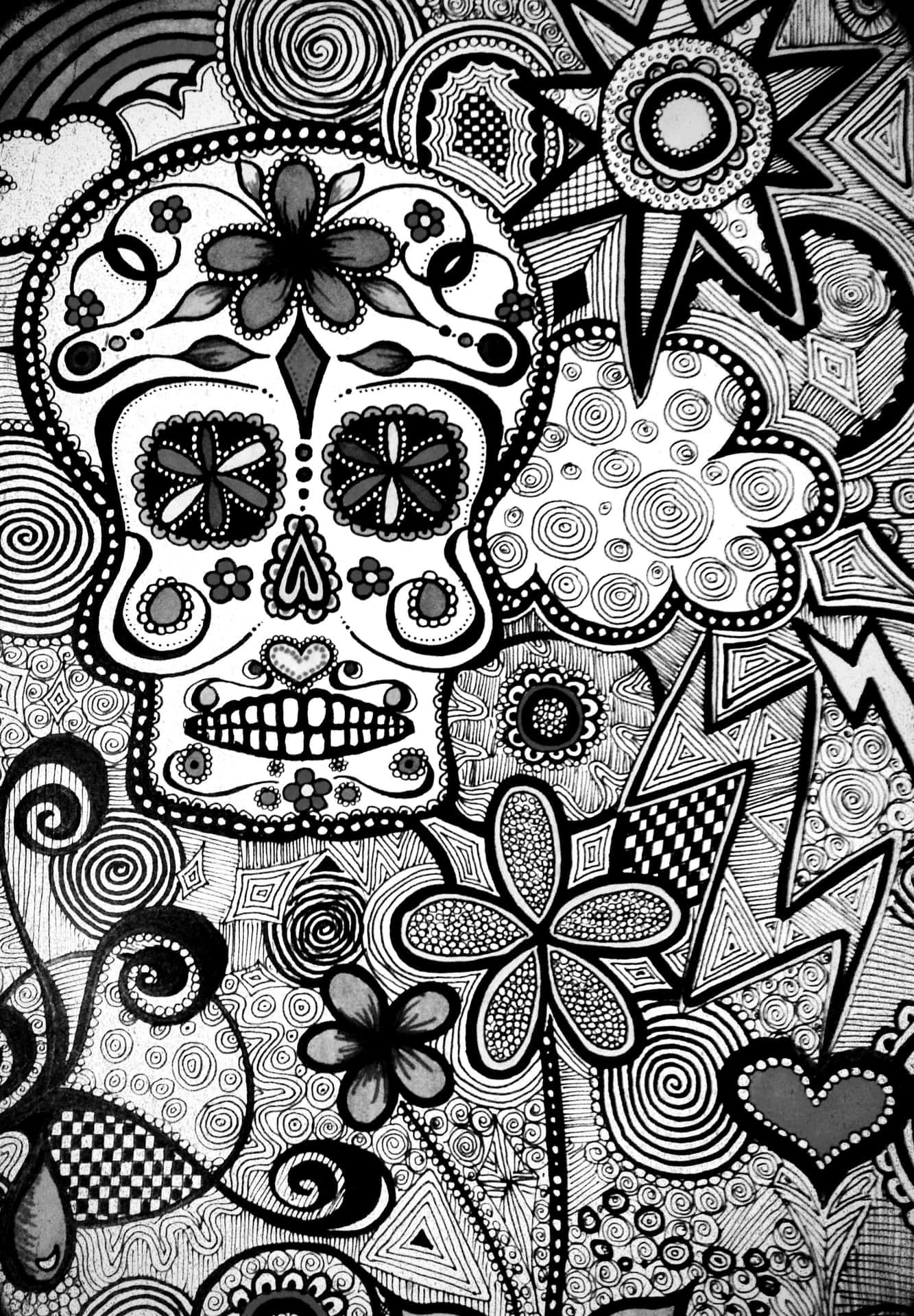 Celebrate Your Individuality with Sugar Skull Phone! Wallpaper