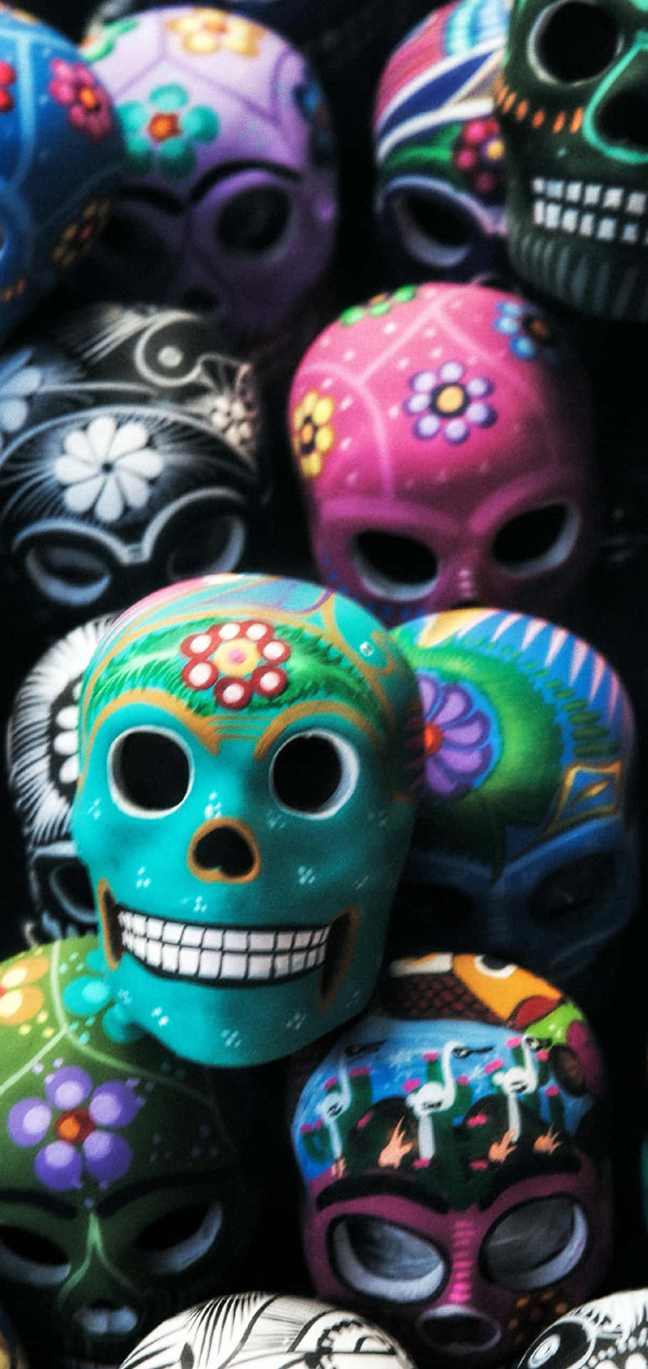 Celebrate and Protect with a Splendid Sugar Skull Phone Wallpaper