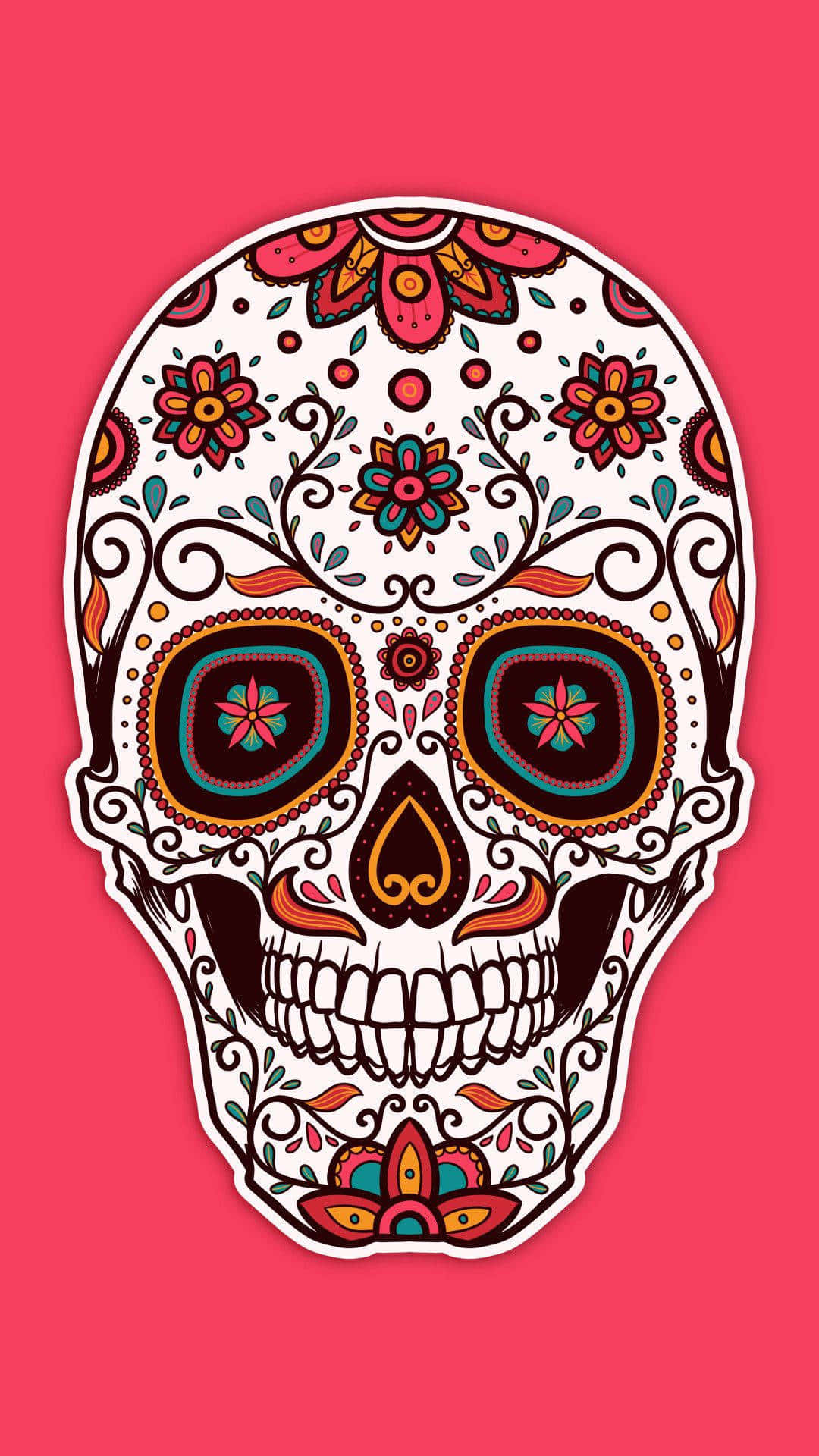 Add a Unique Pop of Color to Your Everyday Life with a Sugar Skull Phone Wallpaper