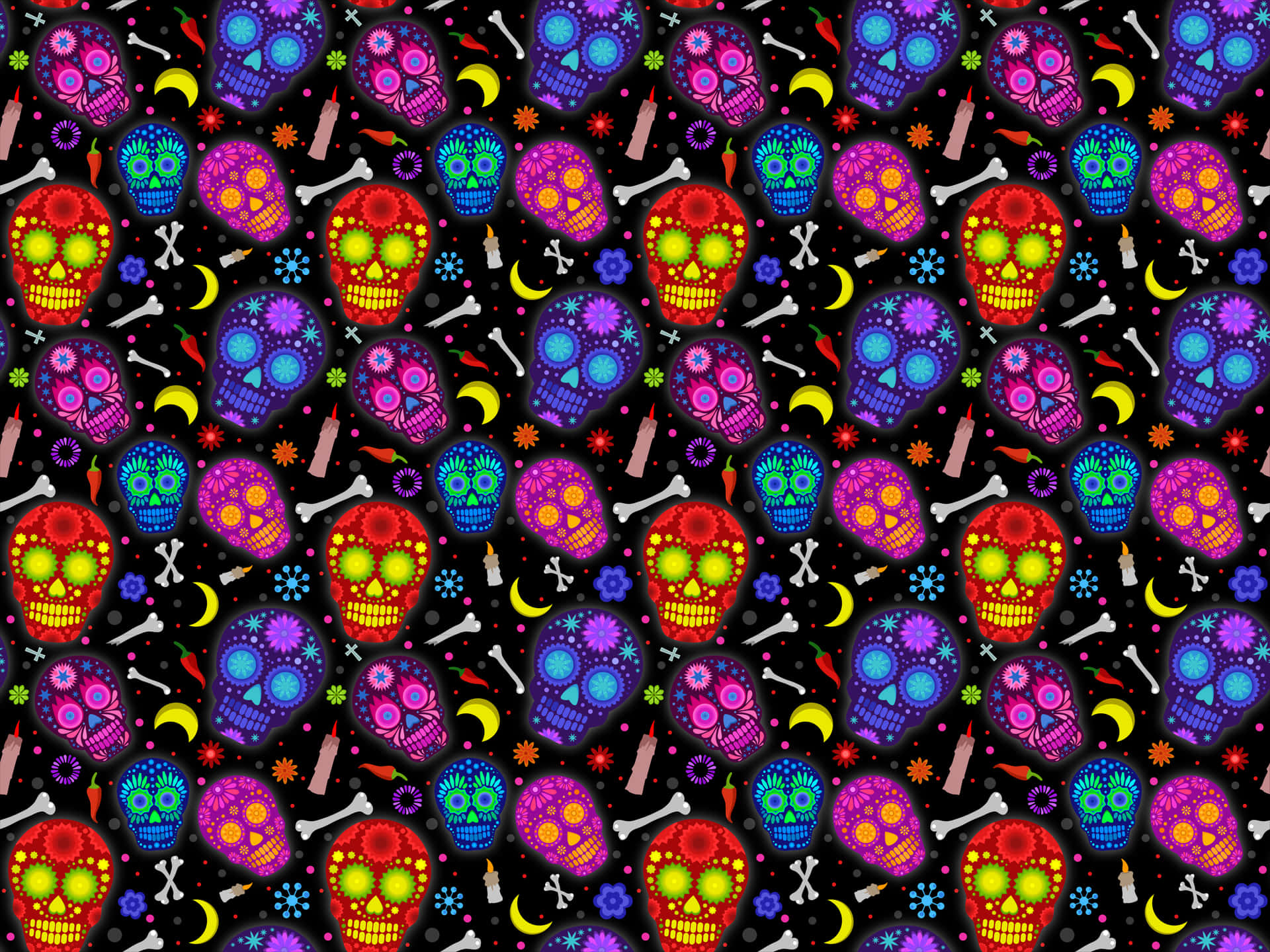 Jazz Up Your Look With A Colorful Sugar Skull Phone Wallpaper