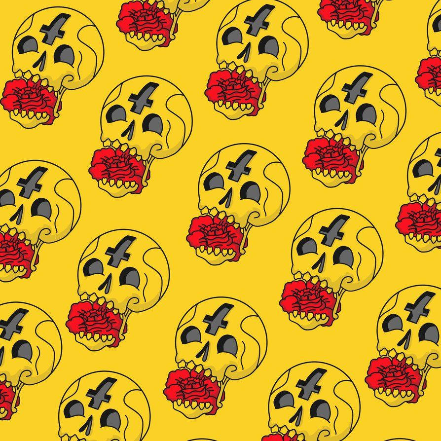 Sugar Skull With Rose Mouth Wallpaper