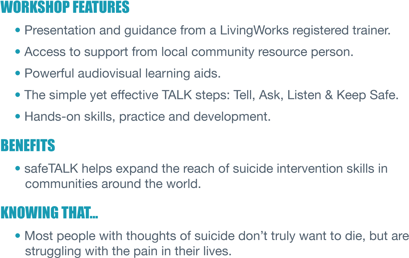 Suicide Prevention Workshop Featuresand Benefits PNG