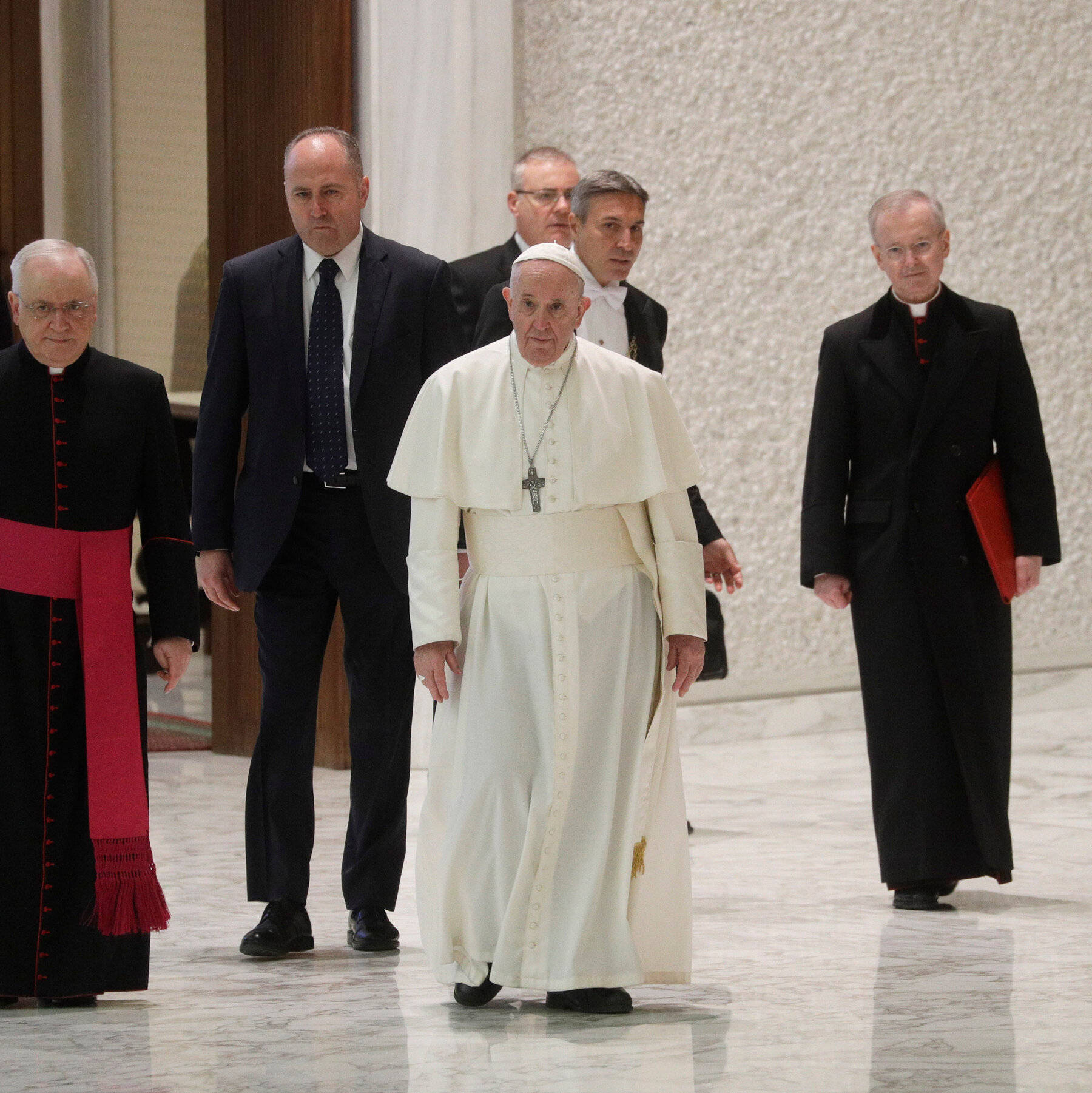 Suited Men Pope Walking Vatican Wallpaper