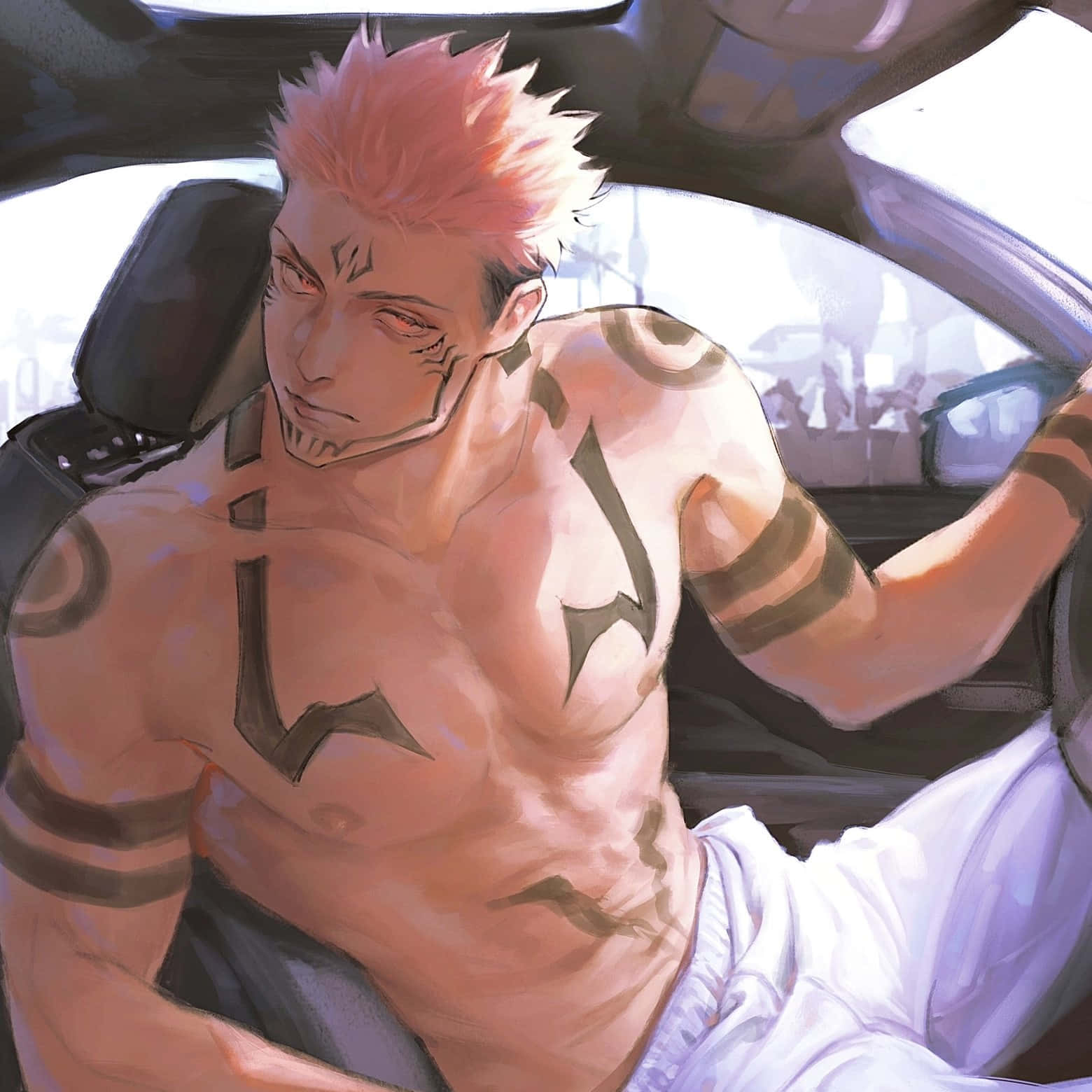 Sukuna_ Driving_ Anime_ Artwork Wallpaper