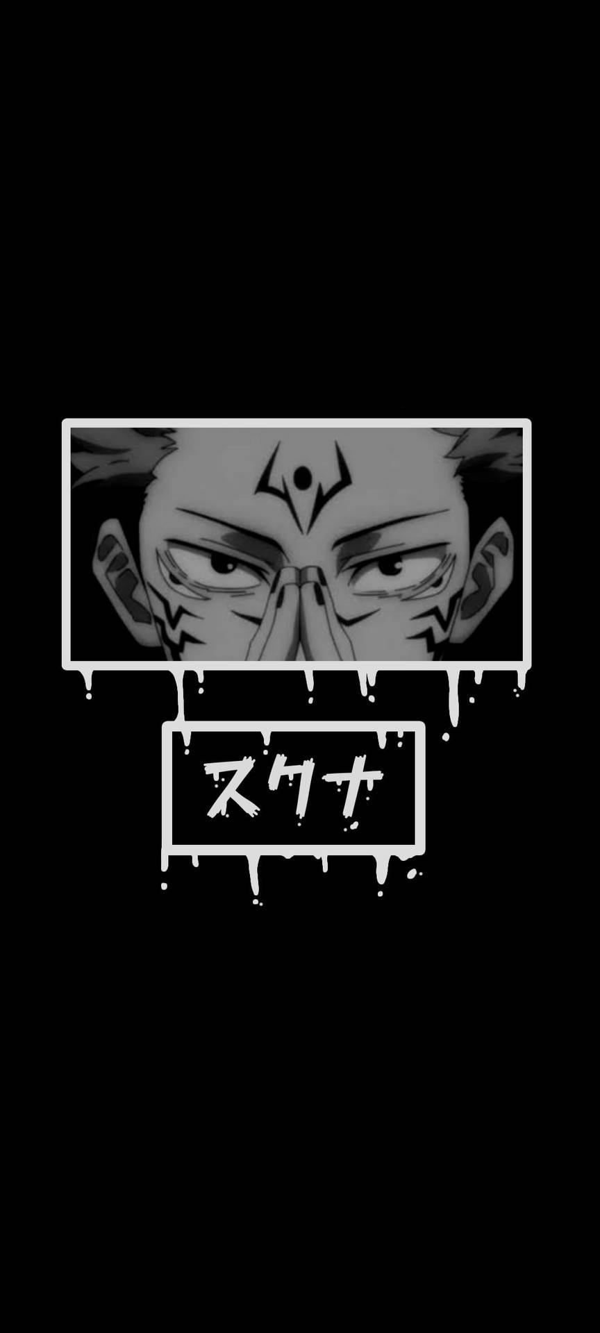 Sfondoper Iphone Di Sukuna, Personaggio Dell'anime Jujutsu Kaisen, In Bianco E Nero. Sfondo