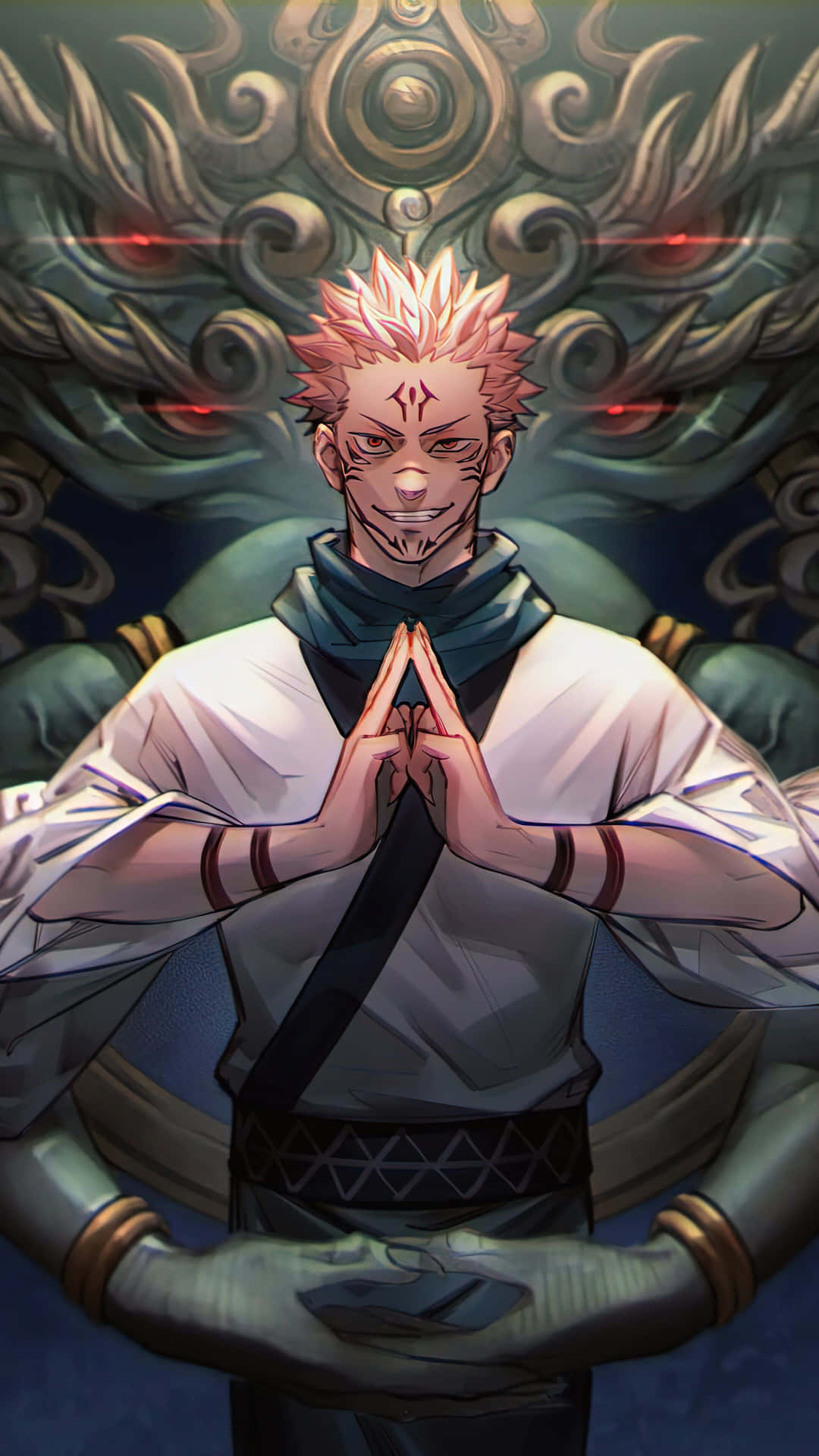 A Man With A Pink Hair And A Dragon In The Background Wallpaper
